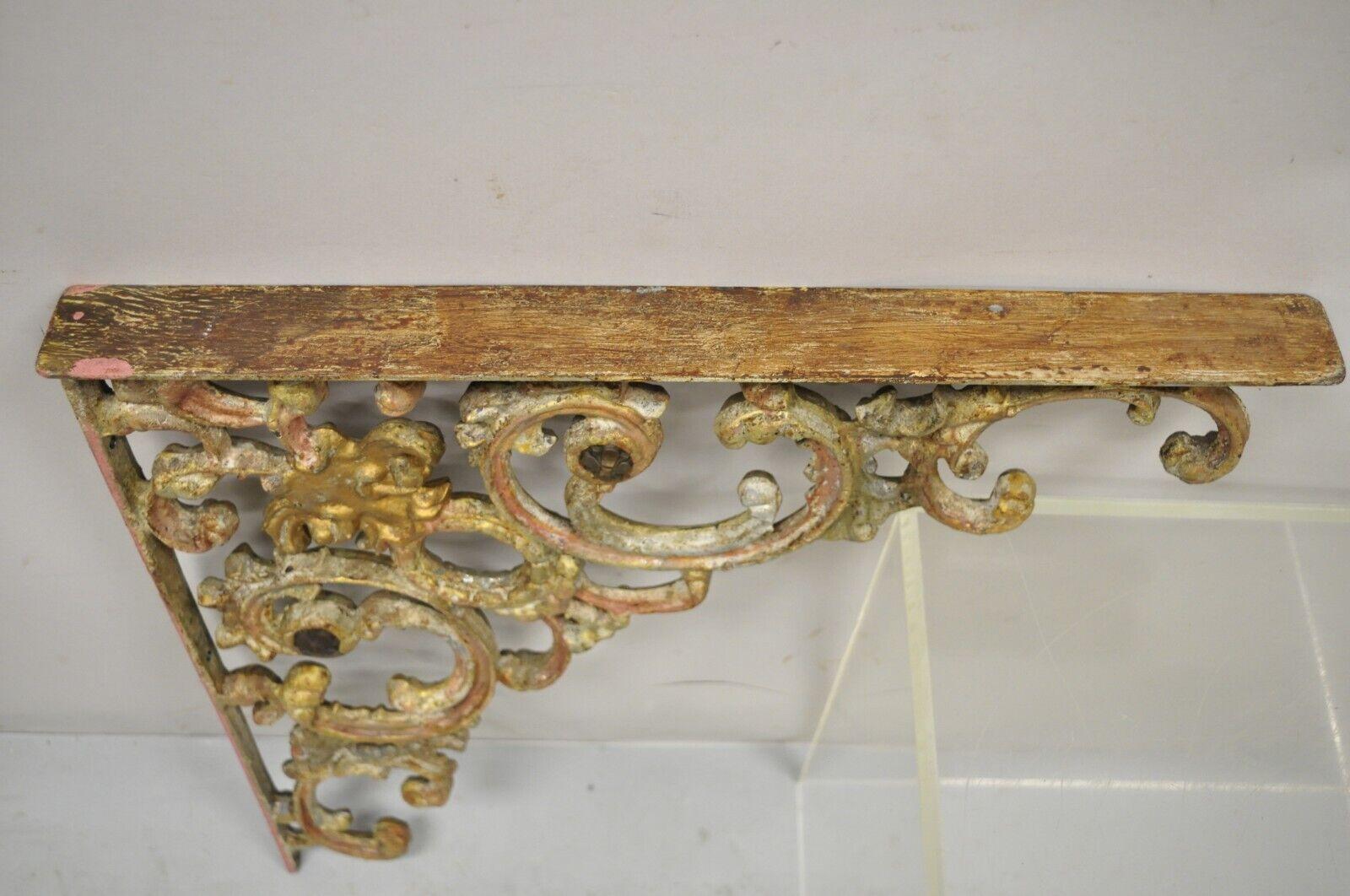 Vintage Cast Iron Victorian Style Large Wall Shelf Brackets Corbels, a Pair 1