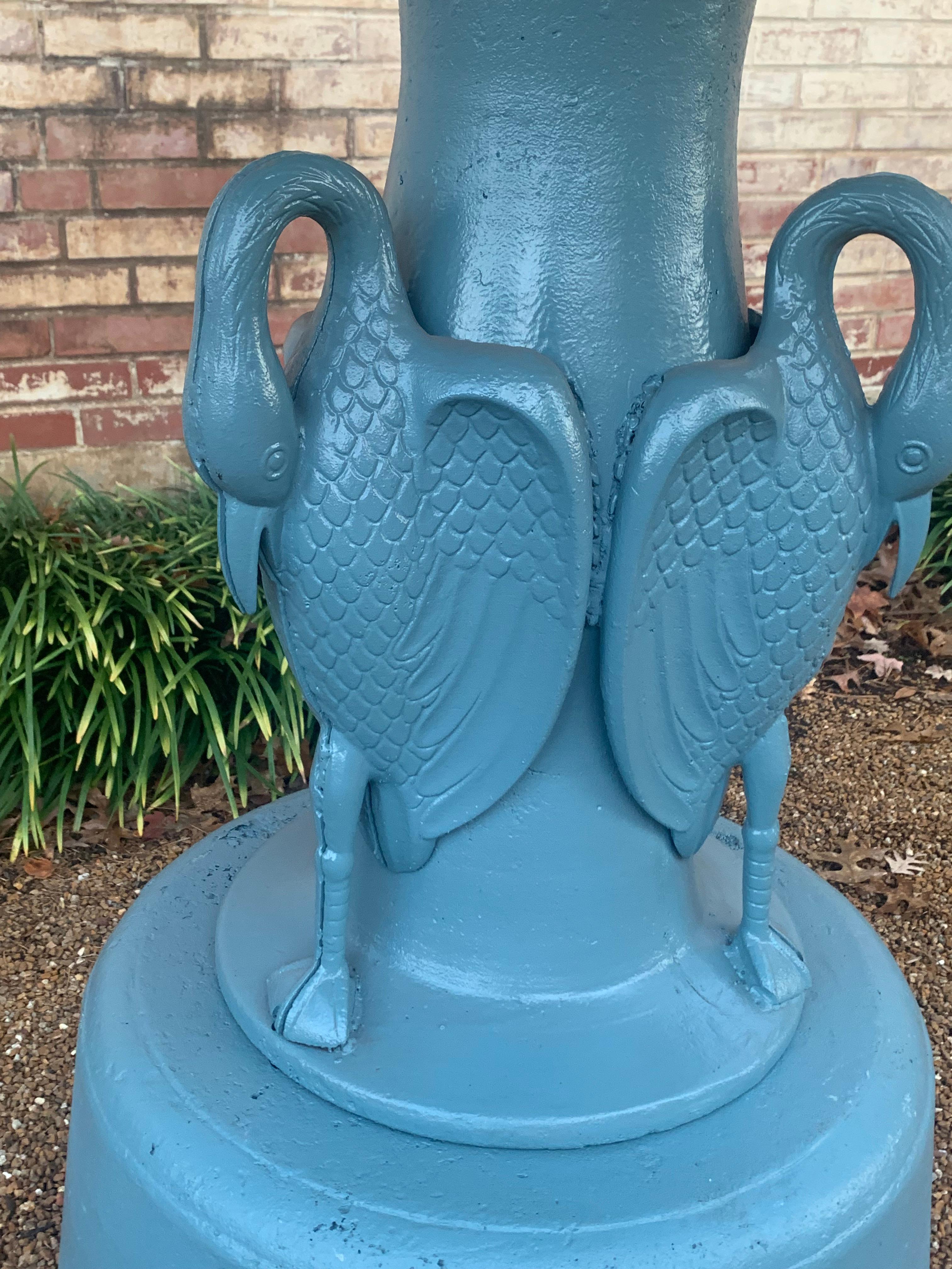 Vintage Cast Iron Victorian Style Three-Tier Heron Reclaimed Fountain - Restored 5