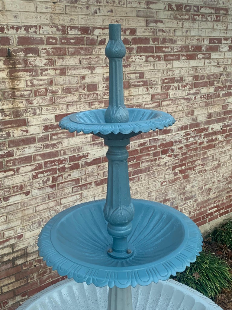 Vintage Cast Iron Victorian Style Three-Tier Heron Reclaimed Fountain - Restored For Sale 10