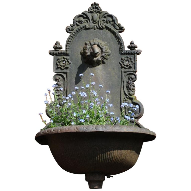 Vintage Cast Iron Wall Fountain / Planter Jardinière at 1stDibs