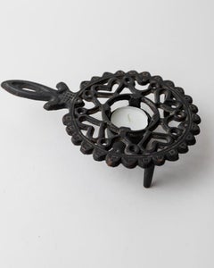 Vintage Cast Iron Warming Stand, Scandinavian Folk Design, 1960s