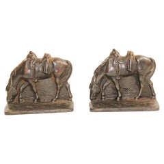 Vintage Cast Iron Western-Style Horse Bookends
