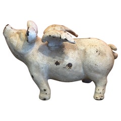 Vintage Cast Iron "When Pigs Fly" Bank