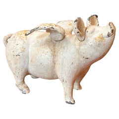 Vintage Cast Iron "When Pigs Fly" Bank