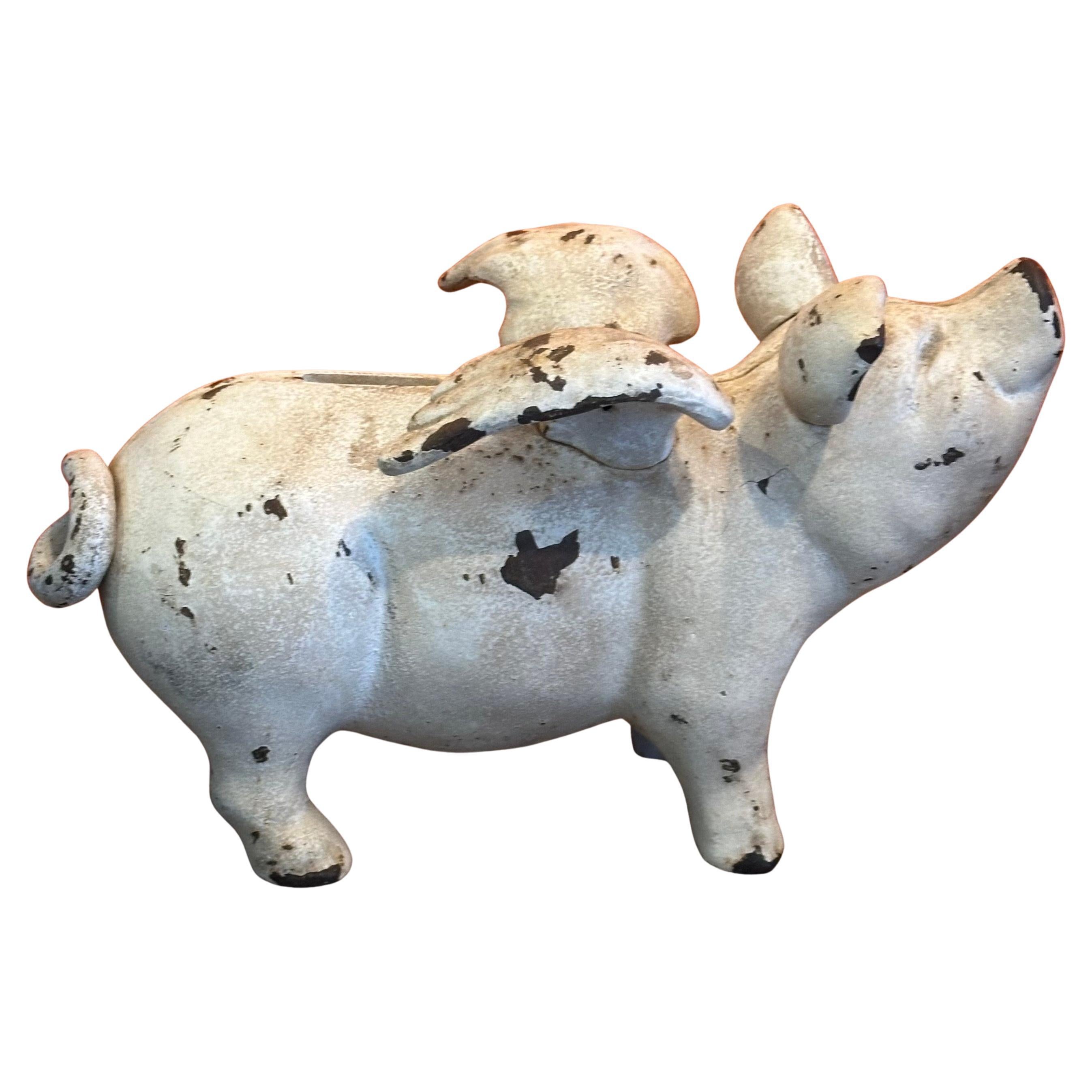 Banca in ghisa vintage "When Pigs Fly" (Quando i maiali volano)