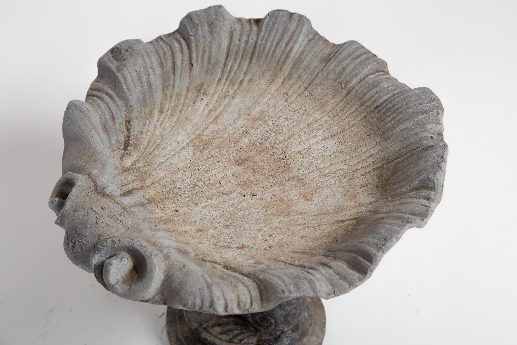 Vintage Cast Lead Shell Form Bird Bath, 1920's For Sale 5
