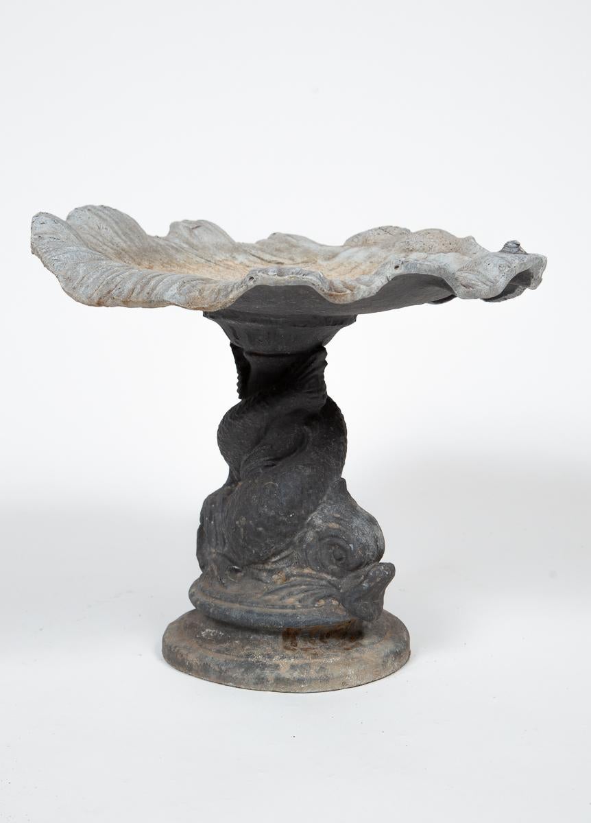 Unknown Vintage Cast Lead Shell Form Bird Bath, 1920's For Sale