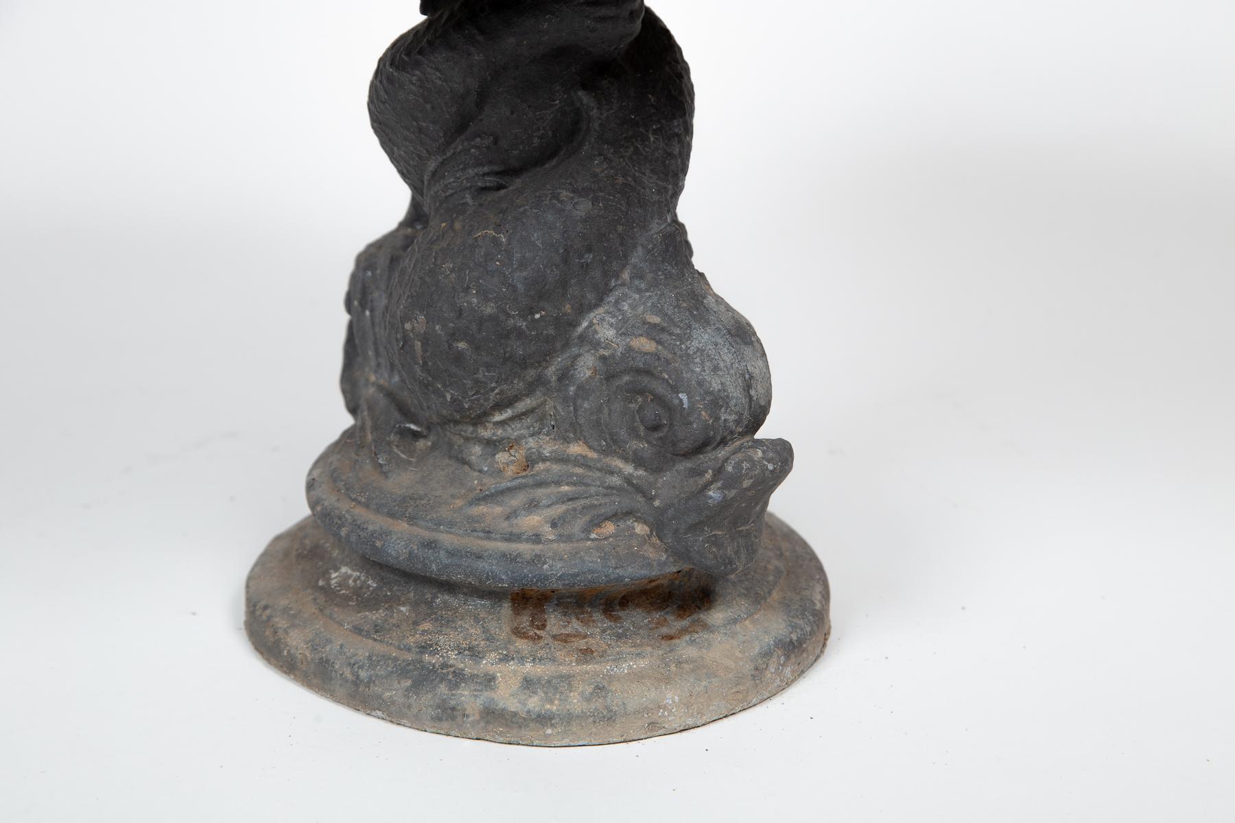 Vintage Cast Lead Shell Form Bird Bath, 1920's In Good Condition For Sale In Chappaqua, NY