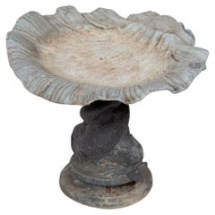 Vintage Cast Lead Shell Form Bird Bath, 1920's