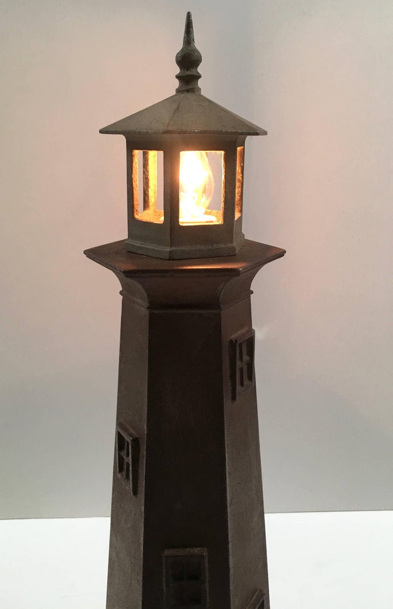 Vintage Cast Metal Lighthouse Lamp at 1stDibs