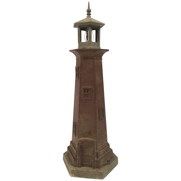 Vintage Cast Metal Lighthouse Lamp at 1stDibs