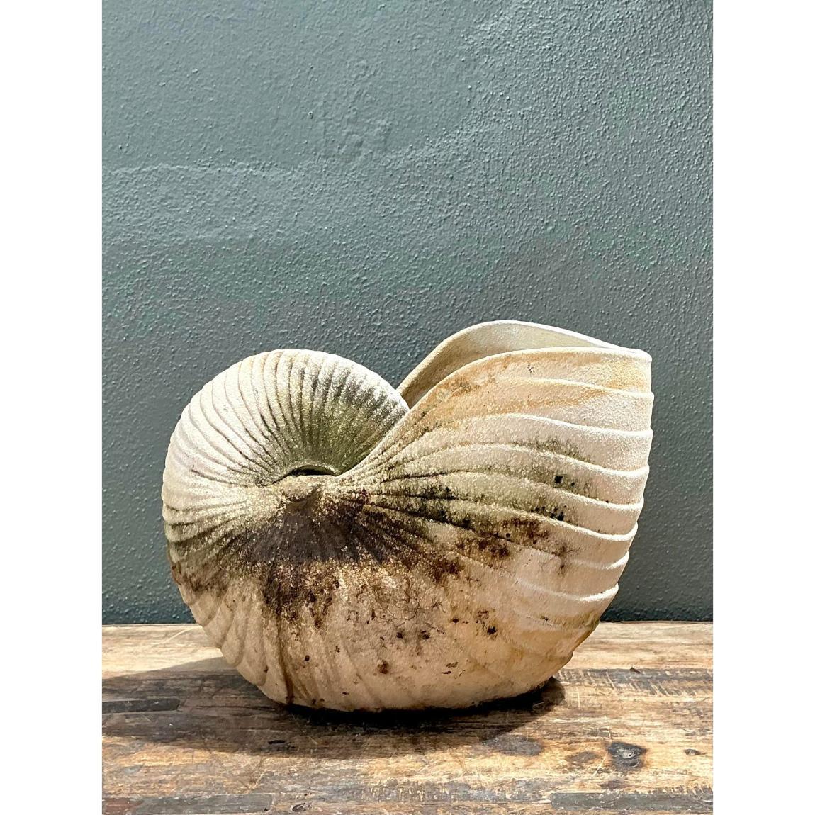 Vintage Cast Nautilus Shell Planter For Sale at 1stDibs
