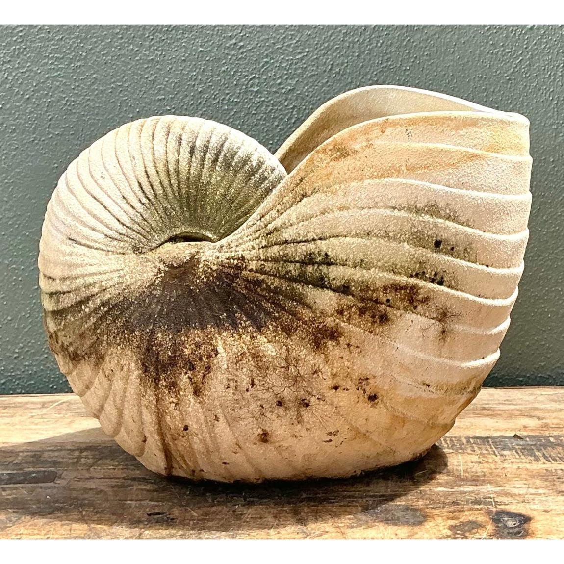 Vintage Cast Nautilus Shell Planter For Sale at 1stDibs