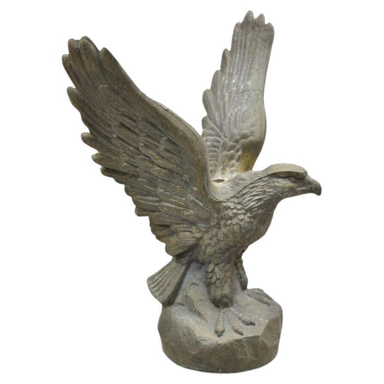 Vintage Cast Pot Metal 12" Decorative Bald Eagle Architectural Finial Statue For Sale