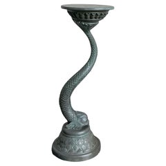 Vintage Cast Resin Verdigris Koi Pedestal