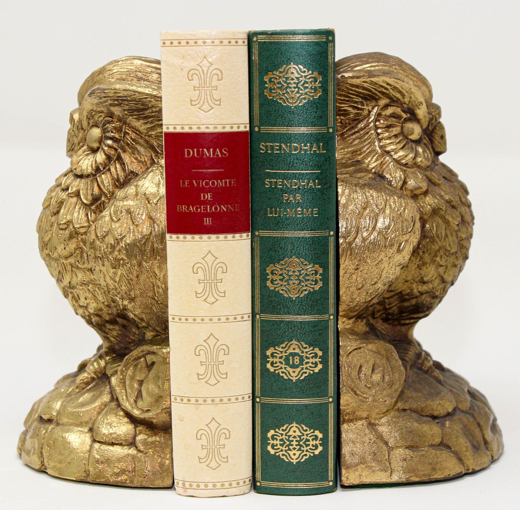 Serre-livres hibou en laiton massif moulé vintage, moderne du milieu du siècle, années 1950 en vente 1