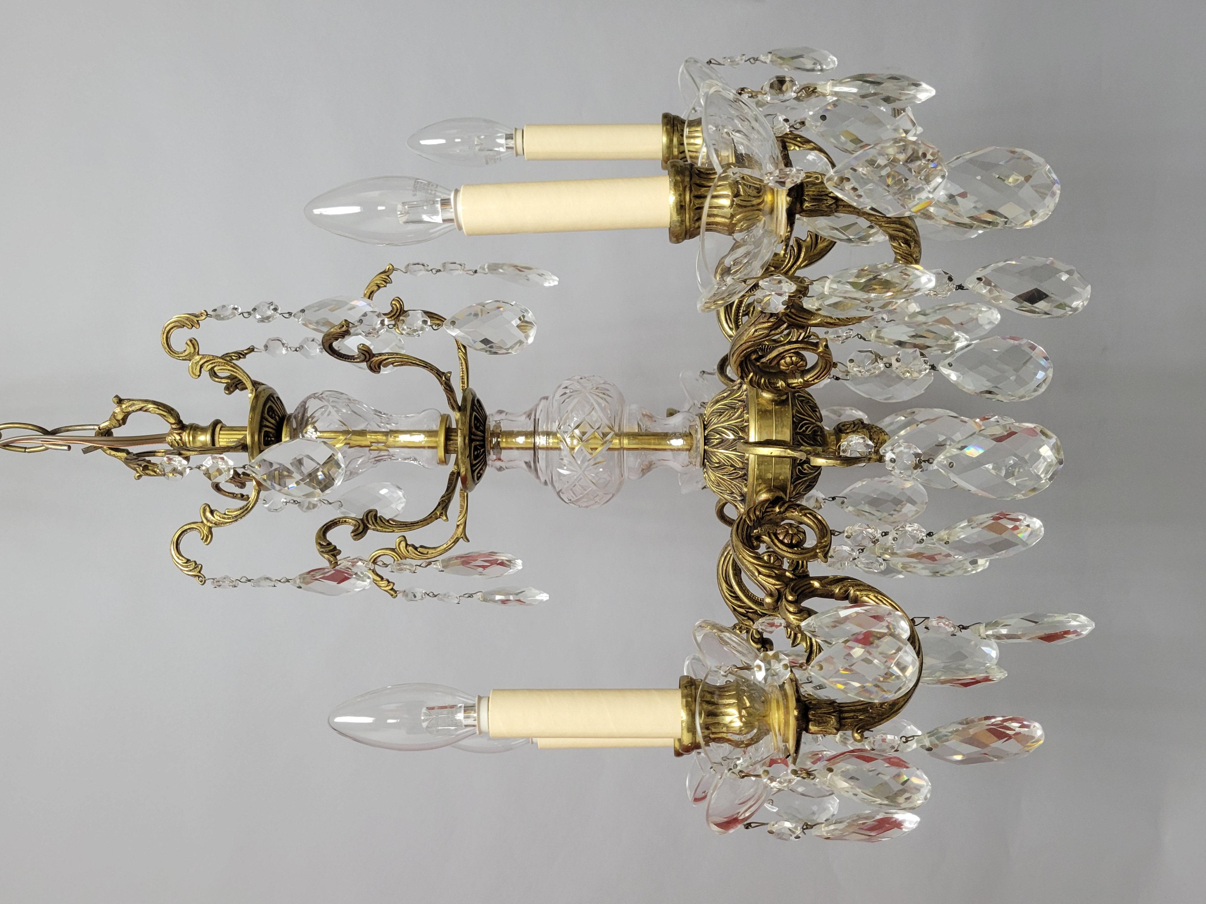 Vintage Cast Spanish Brass Chandelier For Sale 6