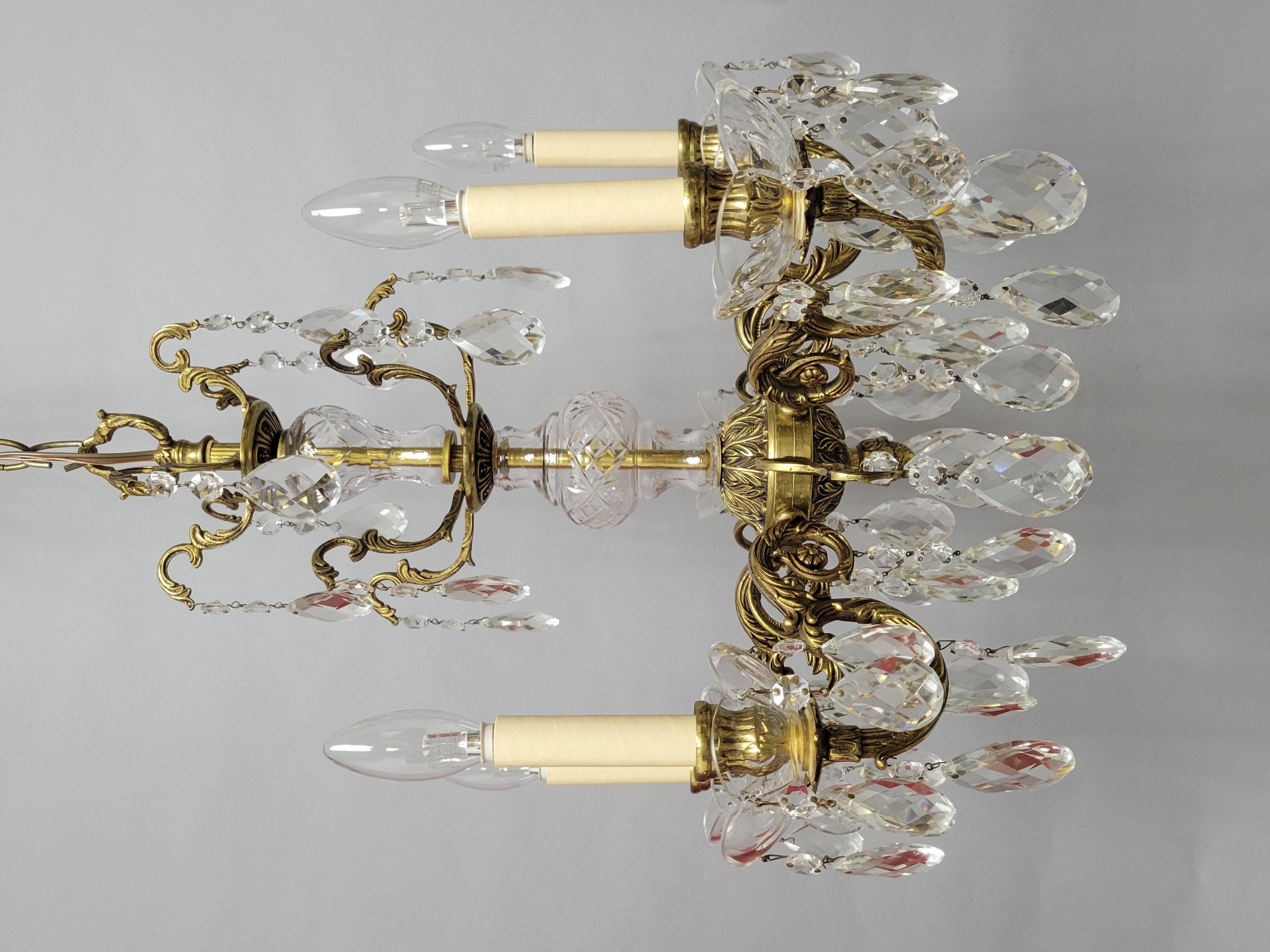 Vintage Cast Spanish Brass Chandelier For Sale 7