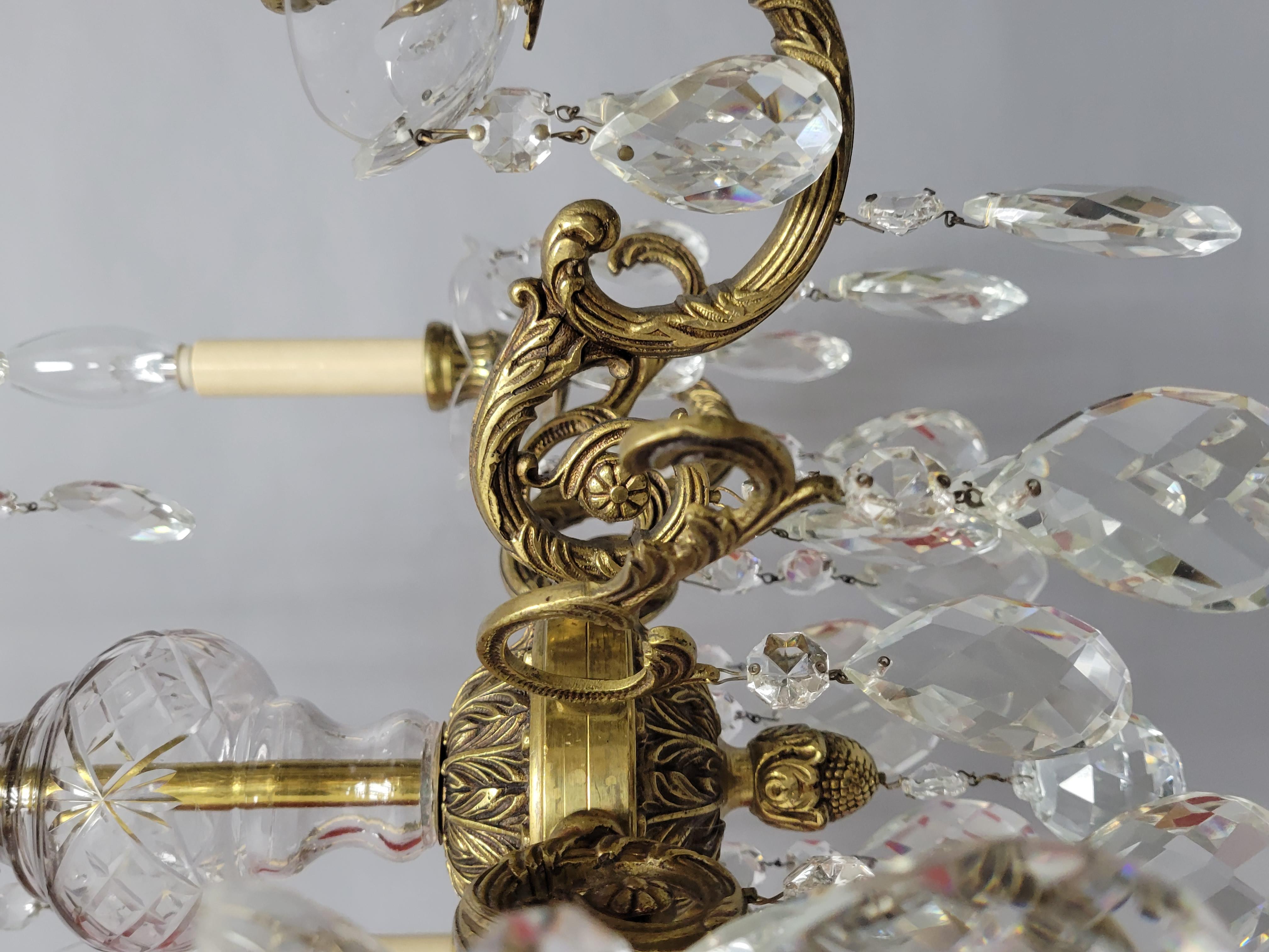 Vintage Cast Spanish Brass Chandelier For Sale 9