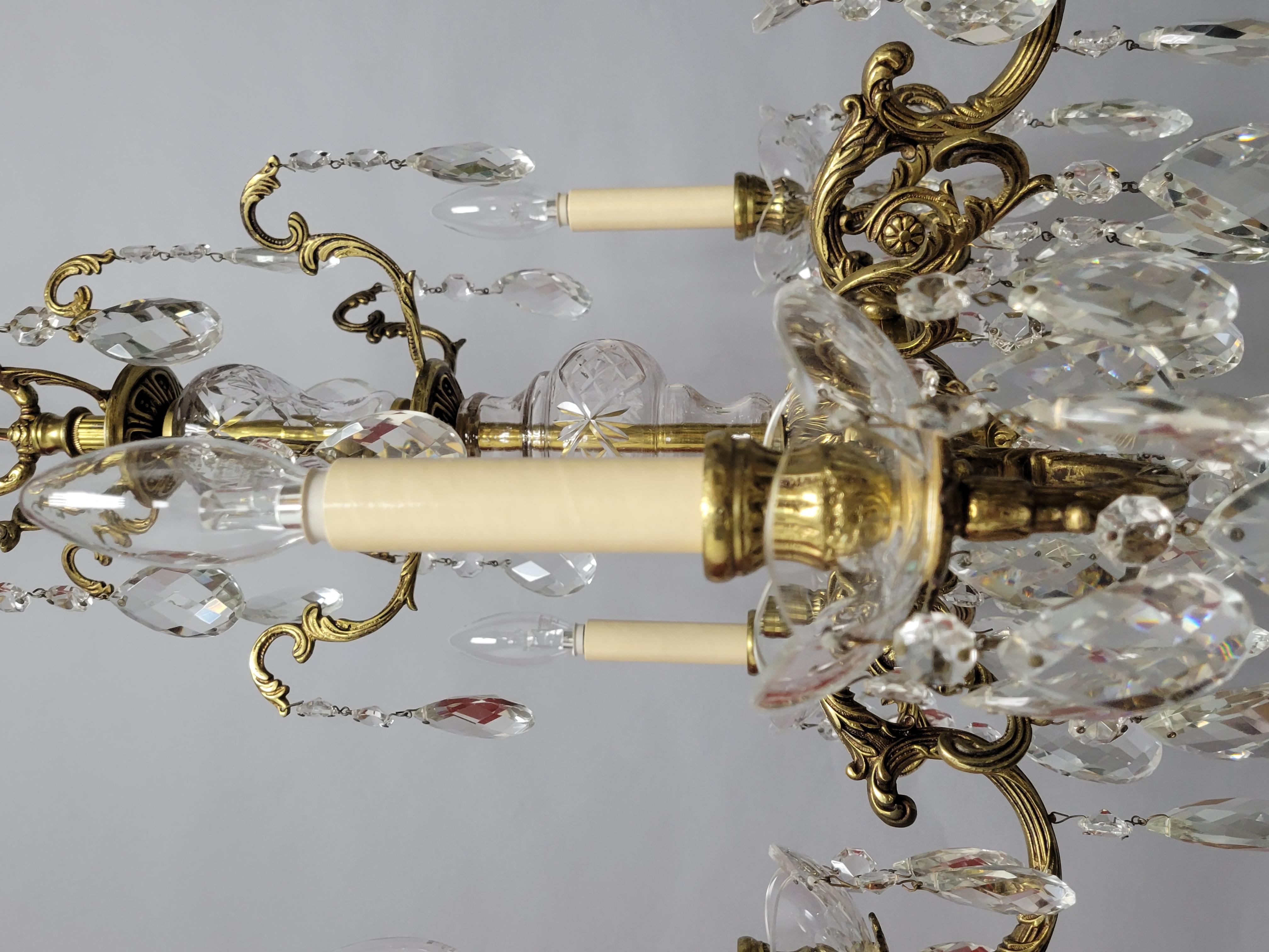 Vintage Cast Spanish Brass Chandelier For Sale 10