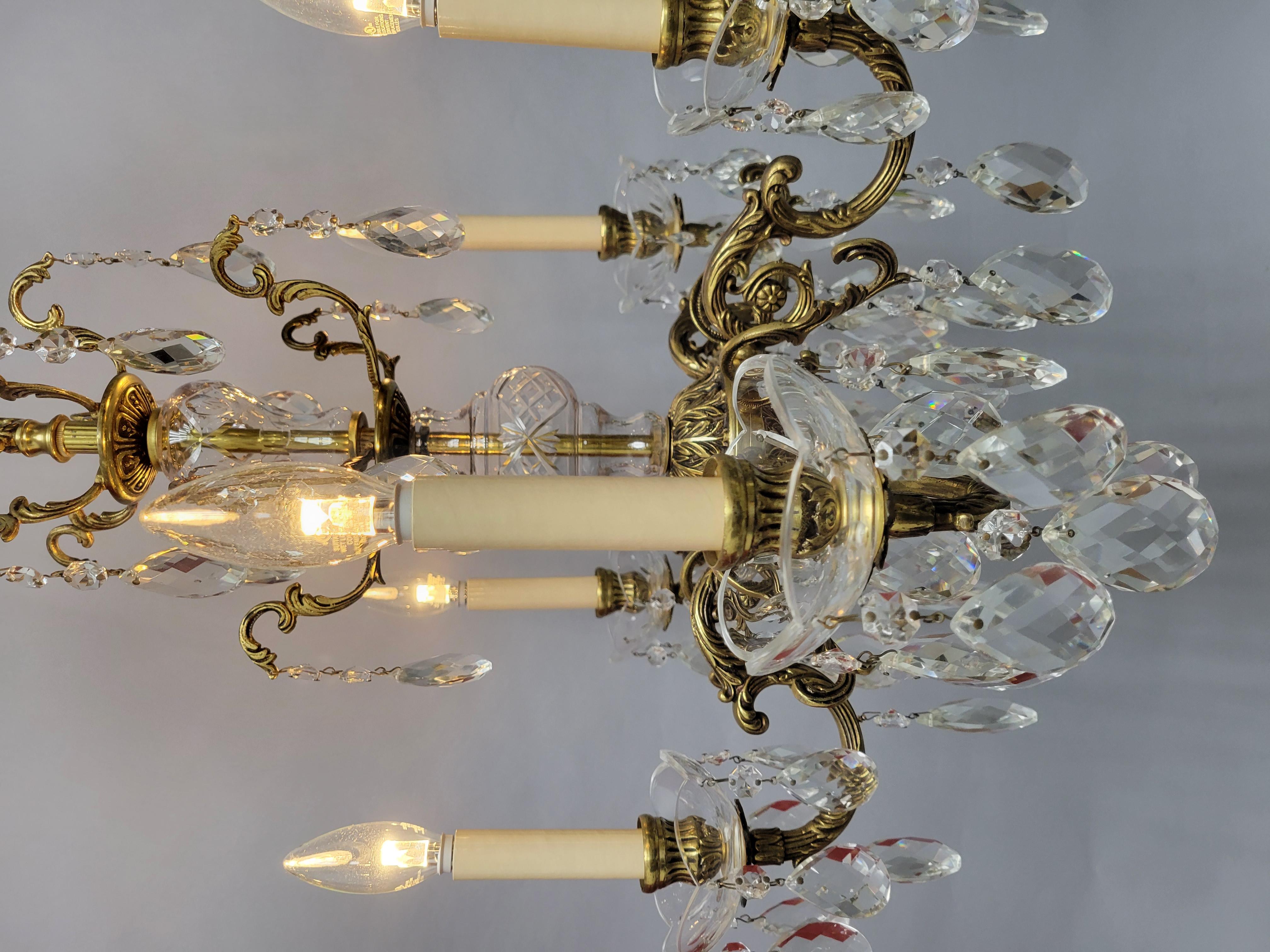 Rococo Revival Vintage Cast Spanish Brass Chandelier For Sale