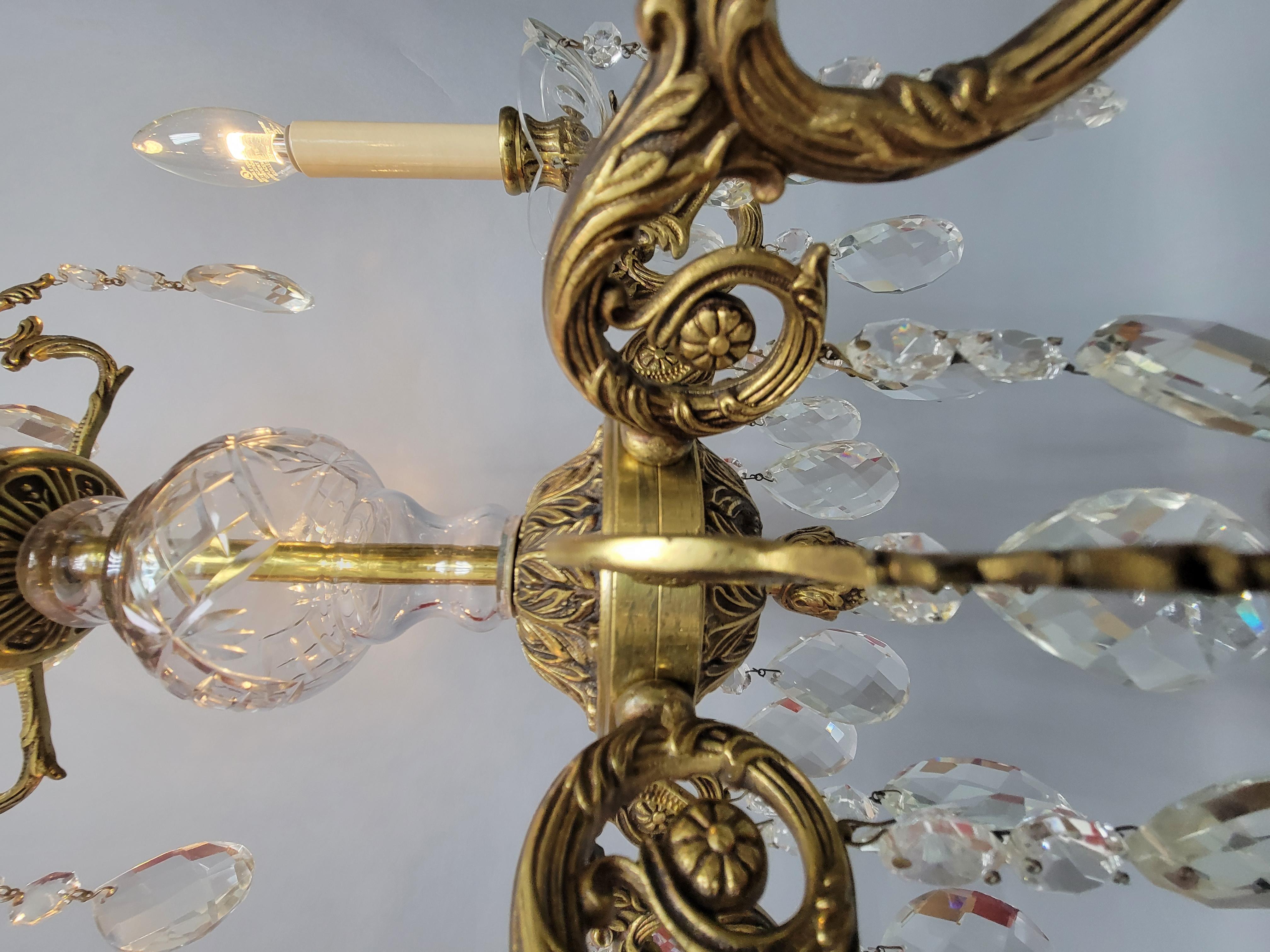 Vintage Cast Spanish Brass Chandelier In Good Condition For Sale In Cincinnati, OH