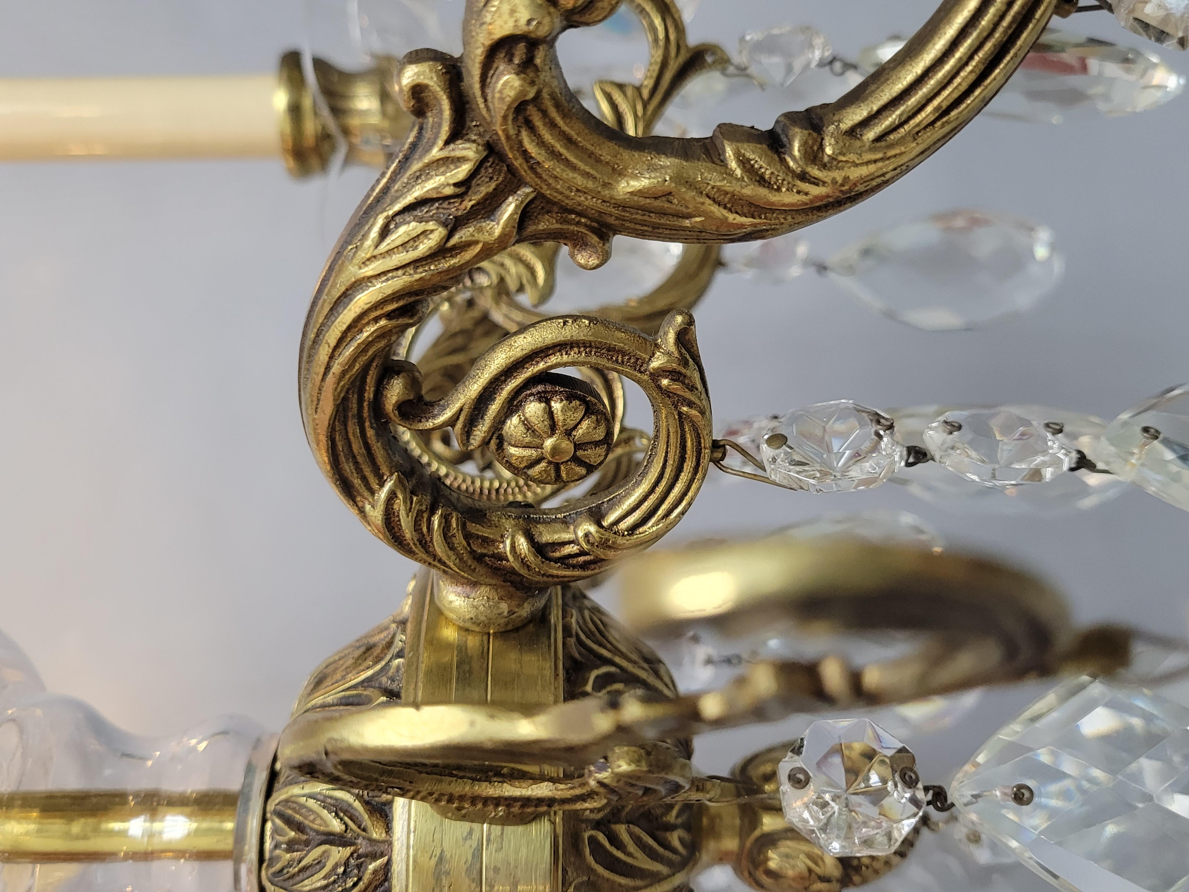 20th Century Vintage Cast Spanish Brass Chandelier For Sale