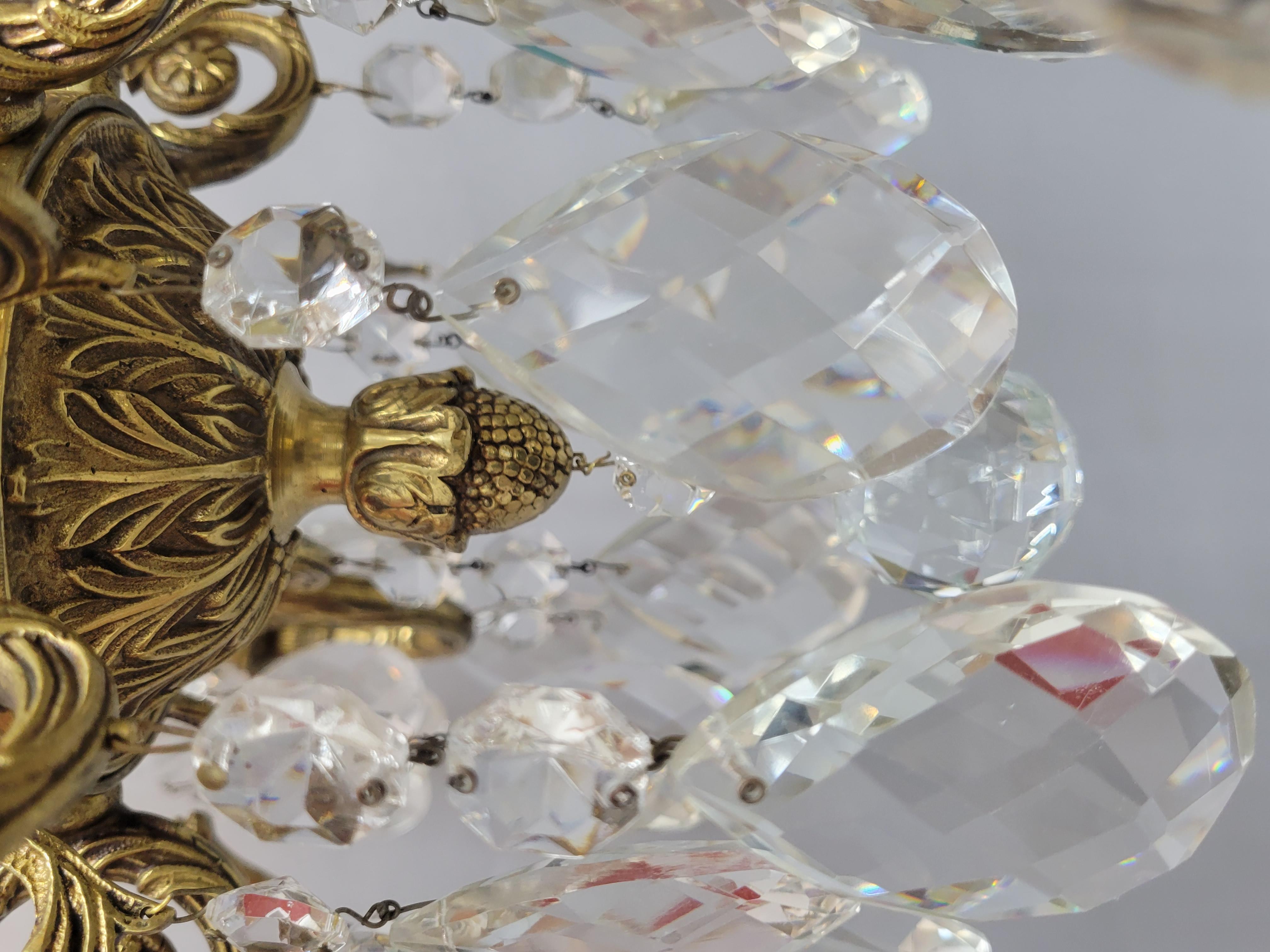 Vintage Cast Spanish Brass Chandelier For Sale 1