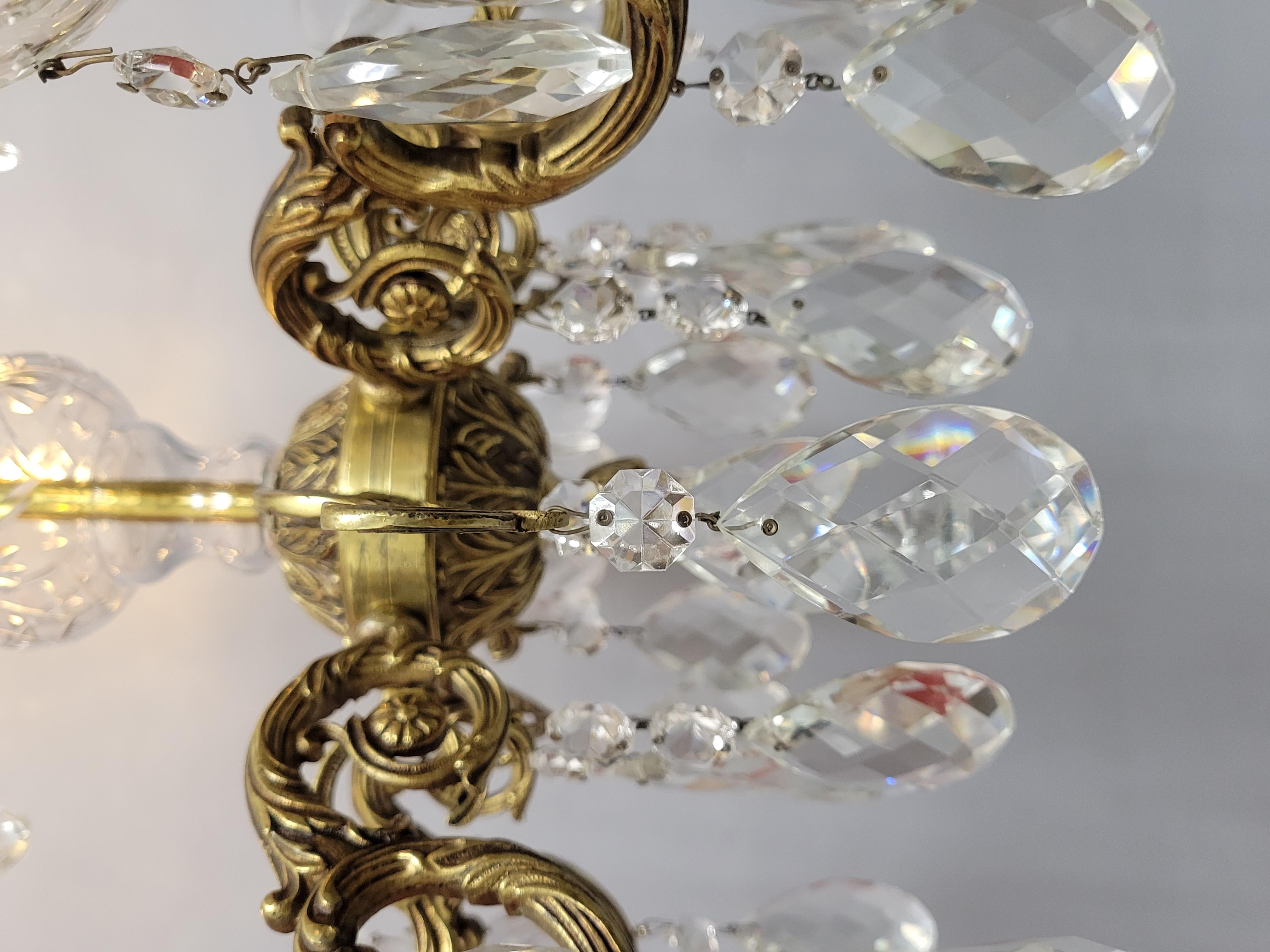 Vintage Cast Spanish Brass Chandelier For Sale 2