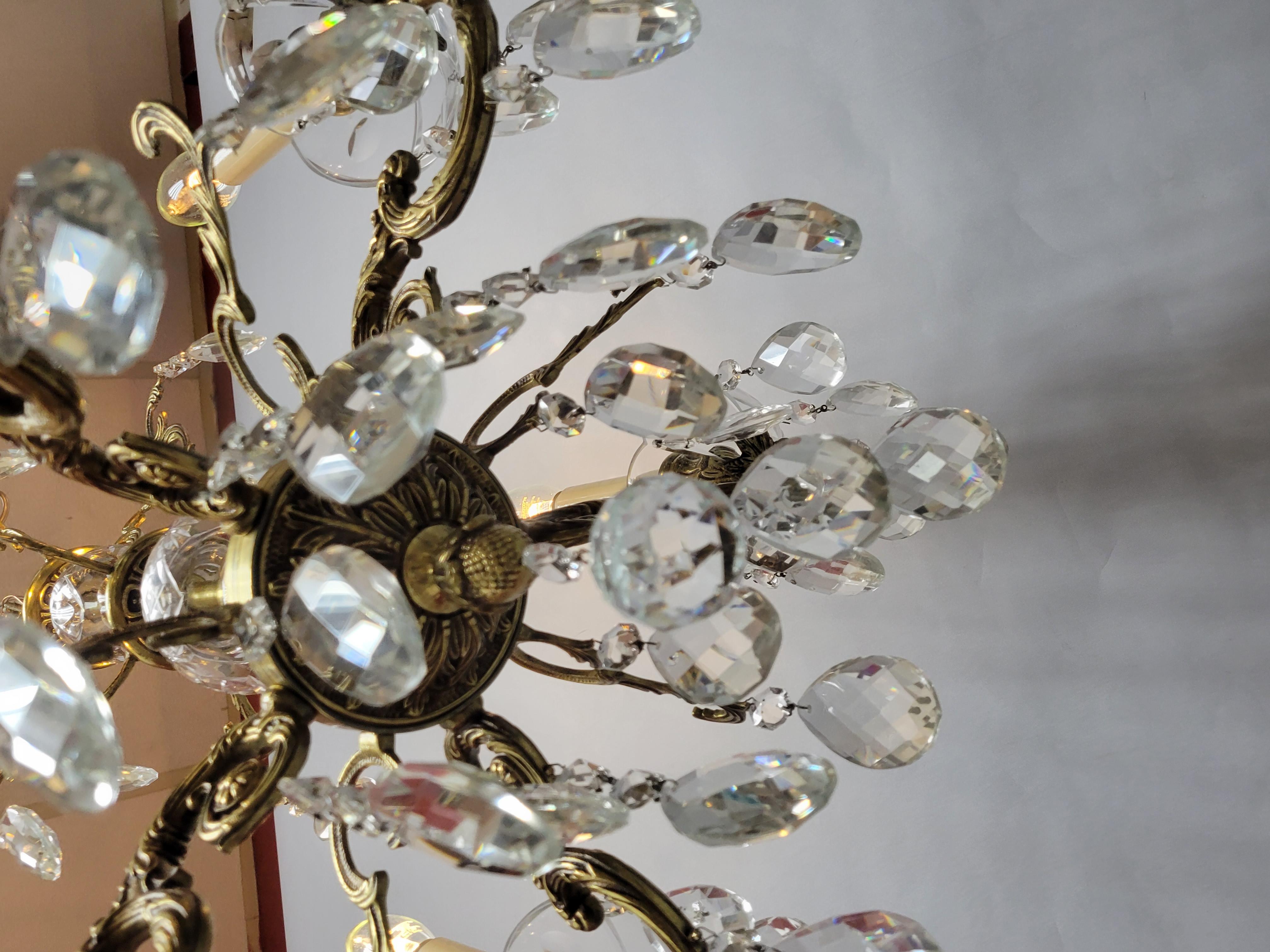 Vintage Cast Spanish Brass Chandelier For Sale 3