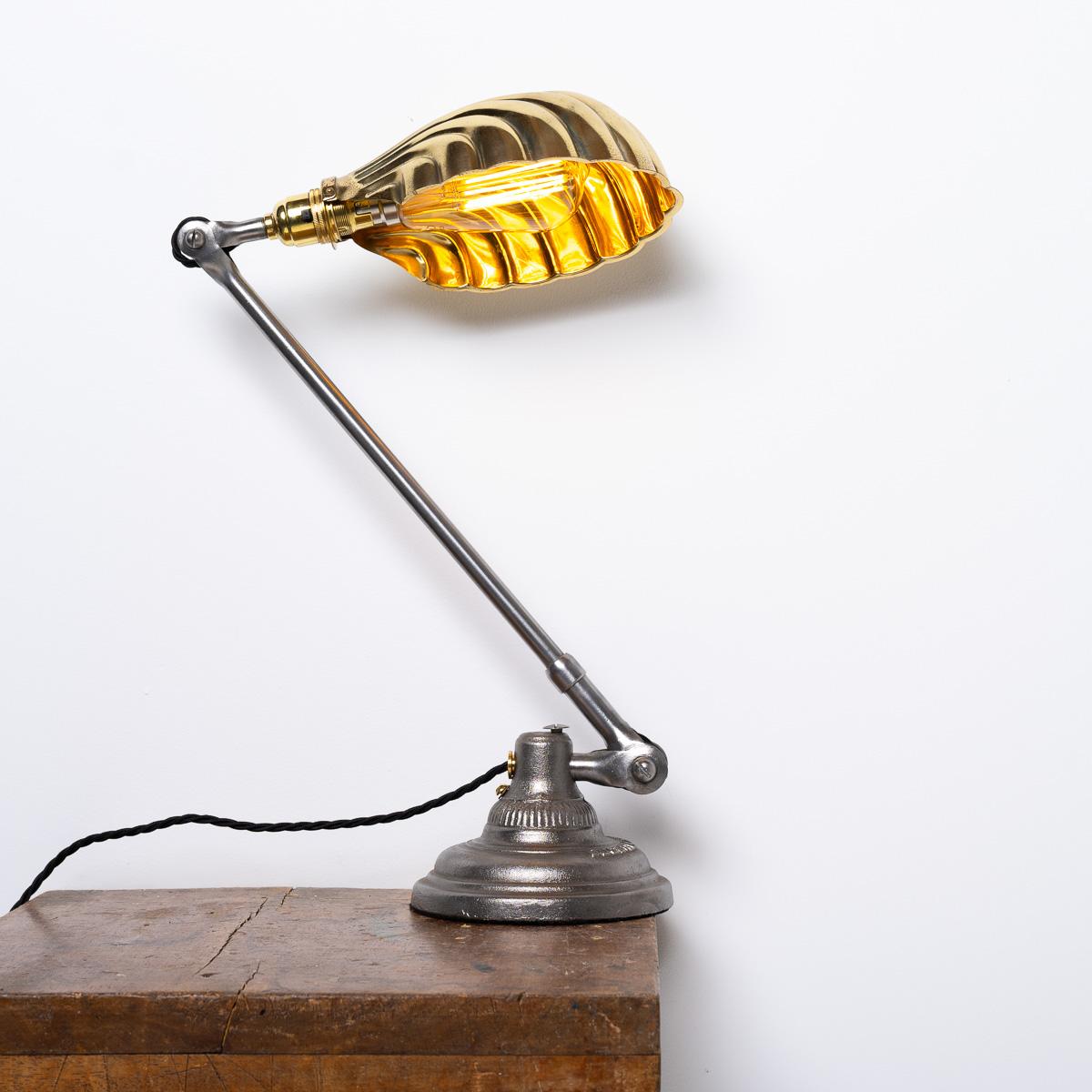 Lampe de piano Dugdills vintage en acier moulé avec abat-jour en laiton 6