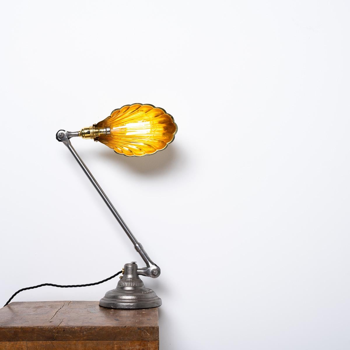 Lampe de piano Dugdills vintage en acier moulé avec abat-jour en laiton 7