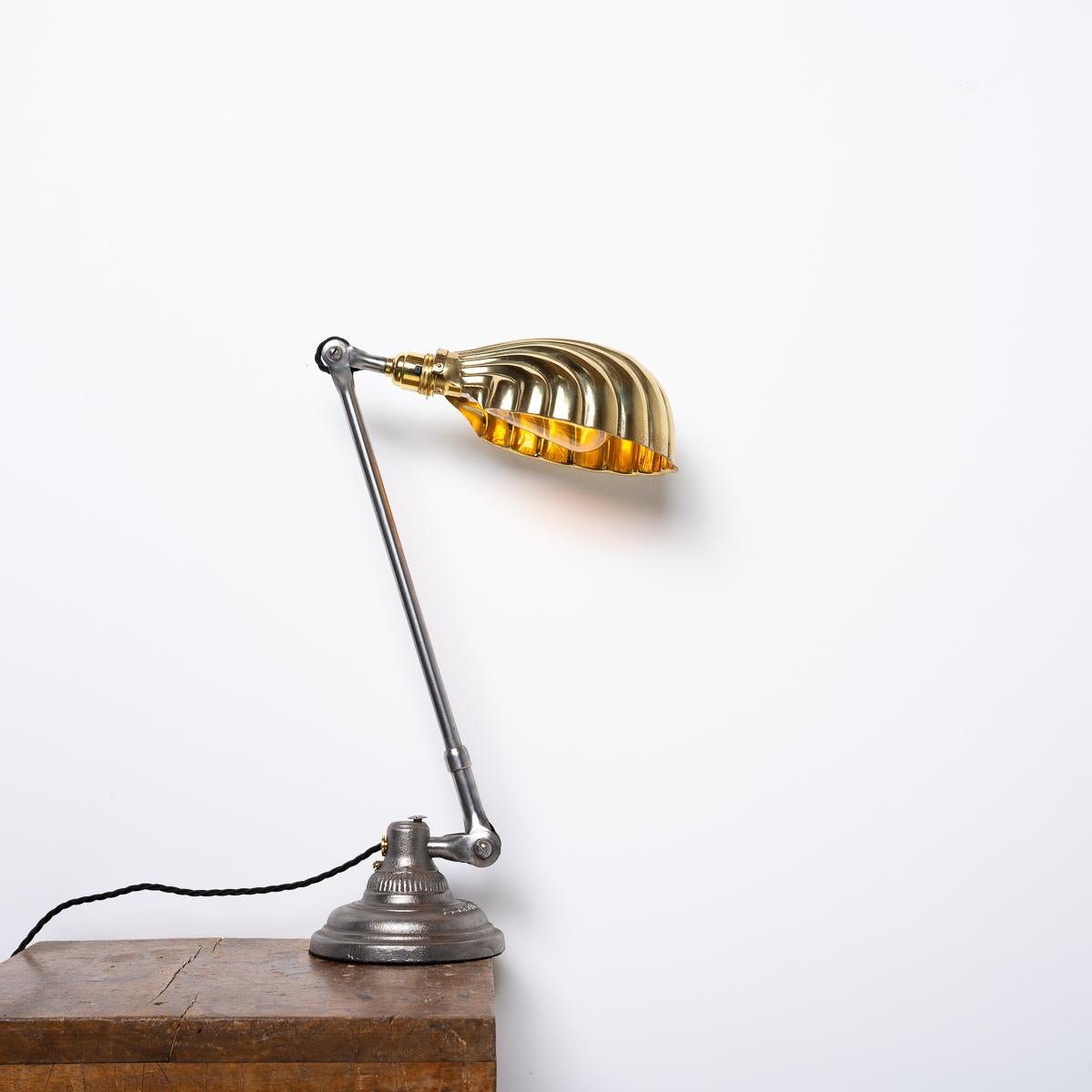 Lampe de piano Dugdills vintage en acier moulé avec abat-jour en laiton 8