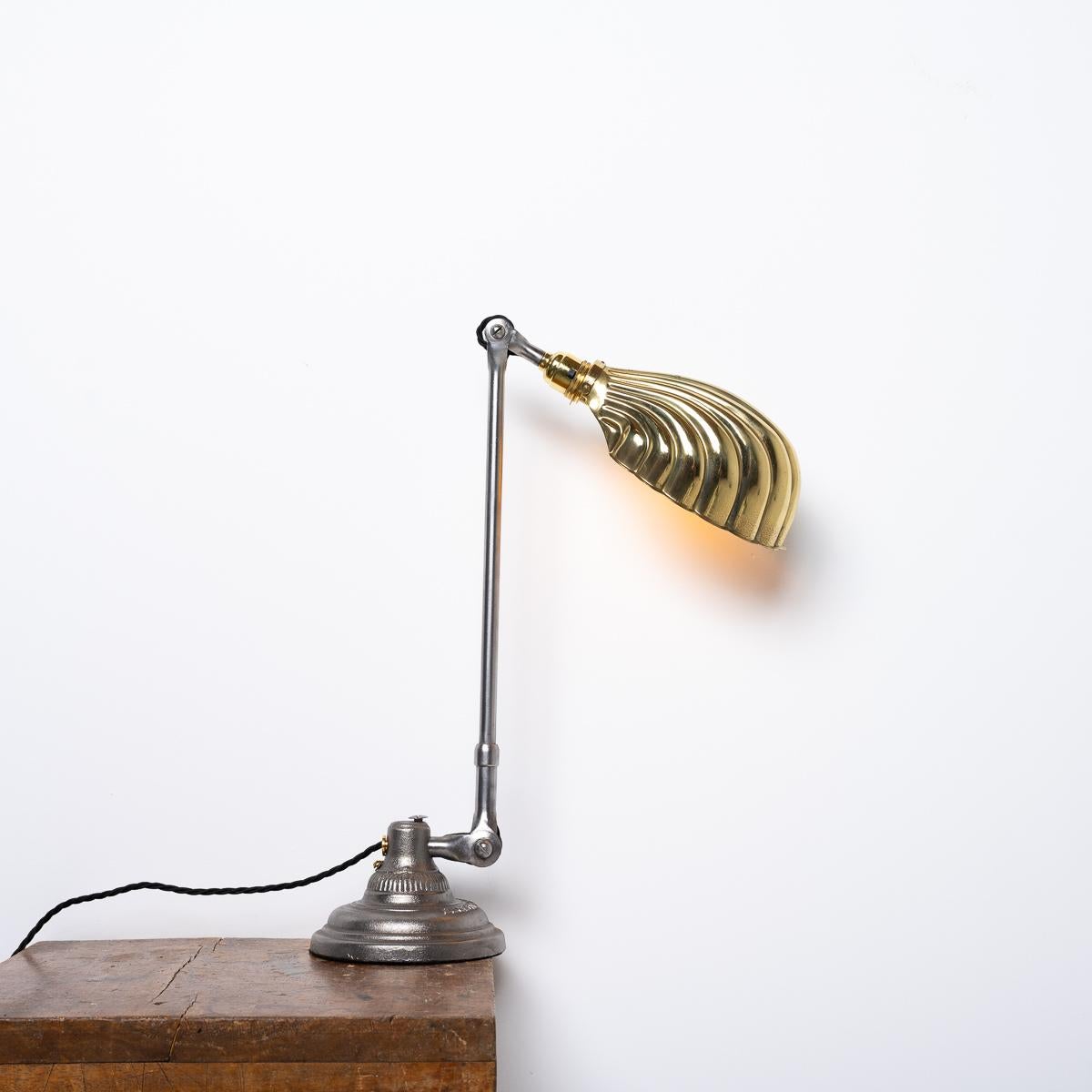 Lampe de piano Dugdills vintage en acier moulé avec abat-jour en laiton 9