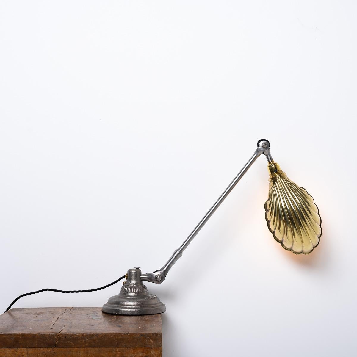 Lampe de piano Dugdills vintage en acier moulé avec abat-jour en laiton 11