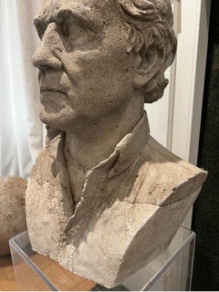 Vintage Cast Stone Büste der männlichen Figur