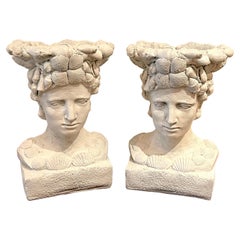 Vintage Cast Stone Bust of Venus with Shells Cachepot / Jardiniere