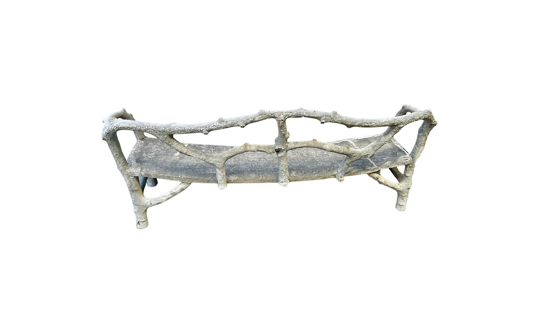 Faux bois (from the French for false wood) refers to the artistic imitation of wood or wood grains in various media. The craft has roots in the Renaissance with trompe-l'œil. It was probably first crafted with concrete using an iron armature by