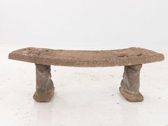 Vintage Cast Stone Garden Bench with Squirrel Supports, English