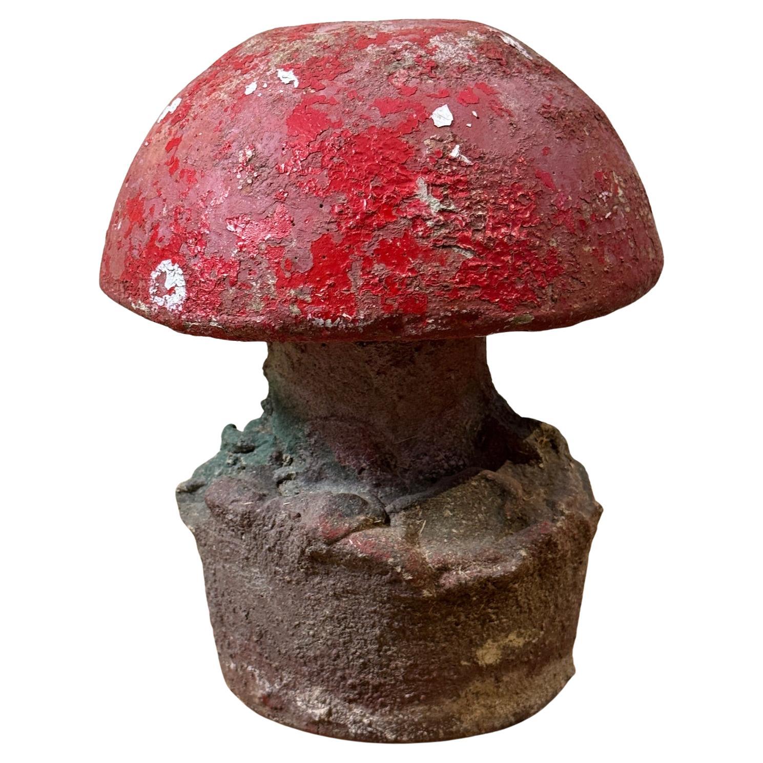 Adorno vintage de seta de jardín de piedra fundida - Pátina envejecida