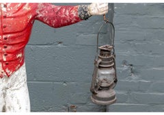 Vintage Cast Stone Hand Painted Lawn Jockey (Jockey de pelouse)