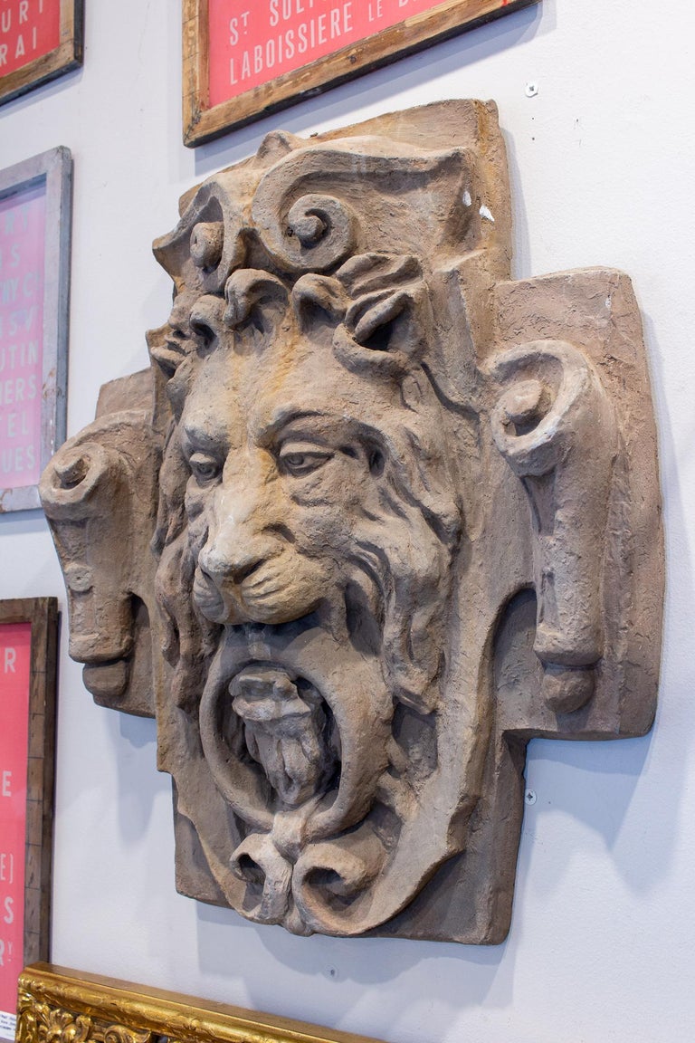 Vintage Cast Stone Lion Plaque at 1stDibs