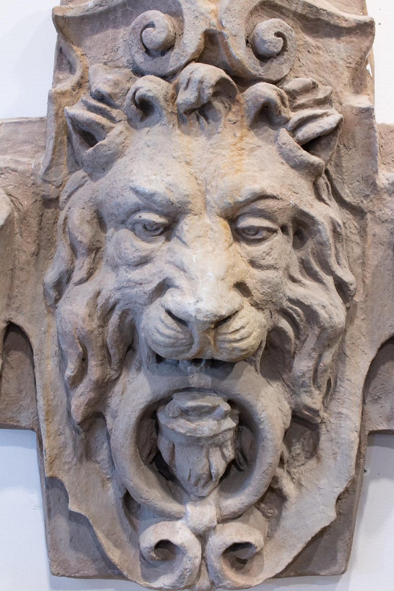 Vintage Cast Stone Lion Plaque at 1stDibs