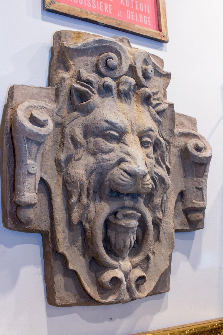 Vintage Cast Stone Lion Plaque at 1stDibs