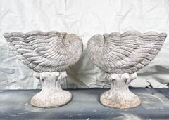 Vintage Cast Stone Nautilus Shell Planters- A Pair