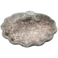 Vintage Cast Stone Shell Form Garden Ornament, Mid-20th Century