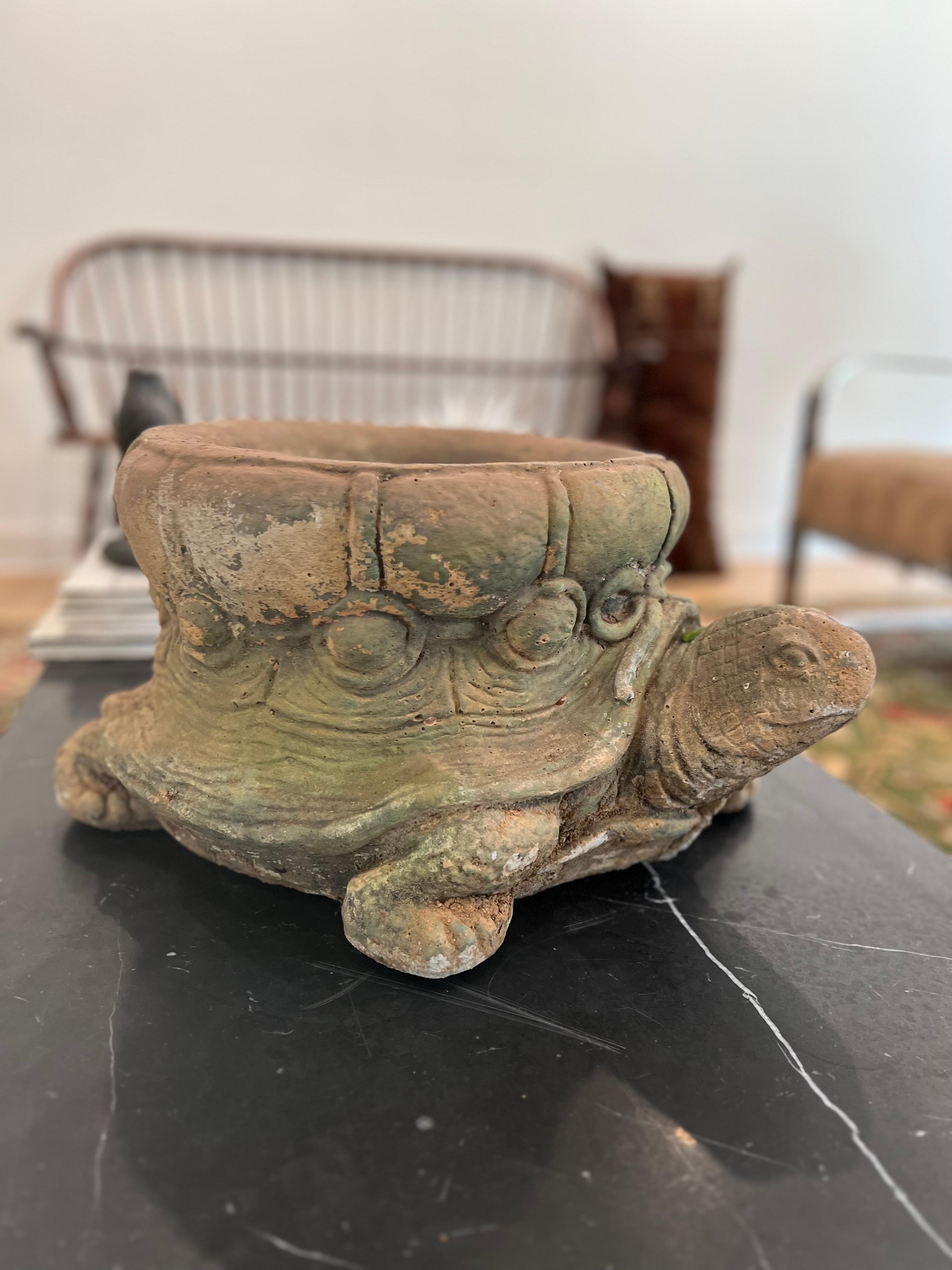 American Vintage Cast Stone Turtle/Tortoise Planter  For Sale