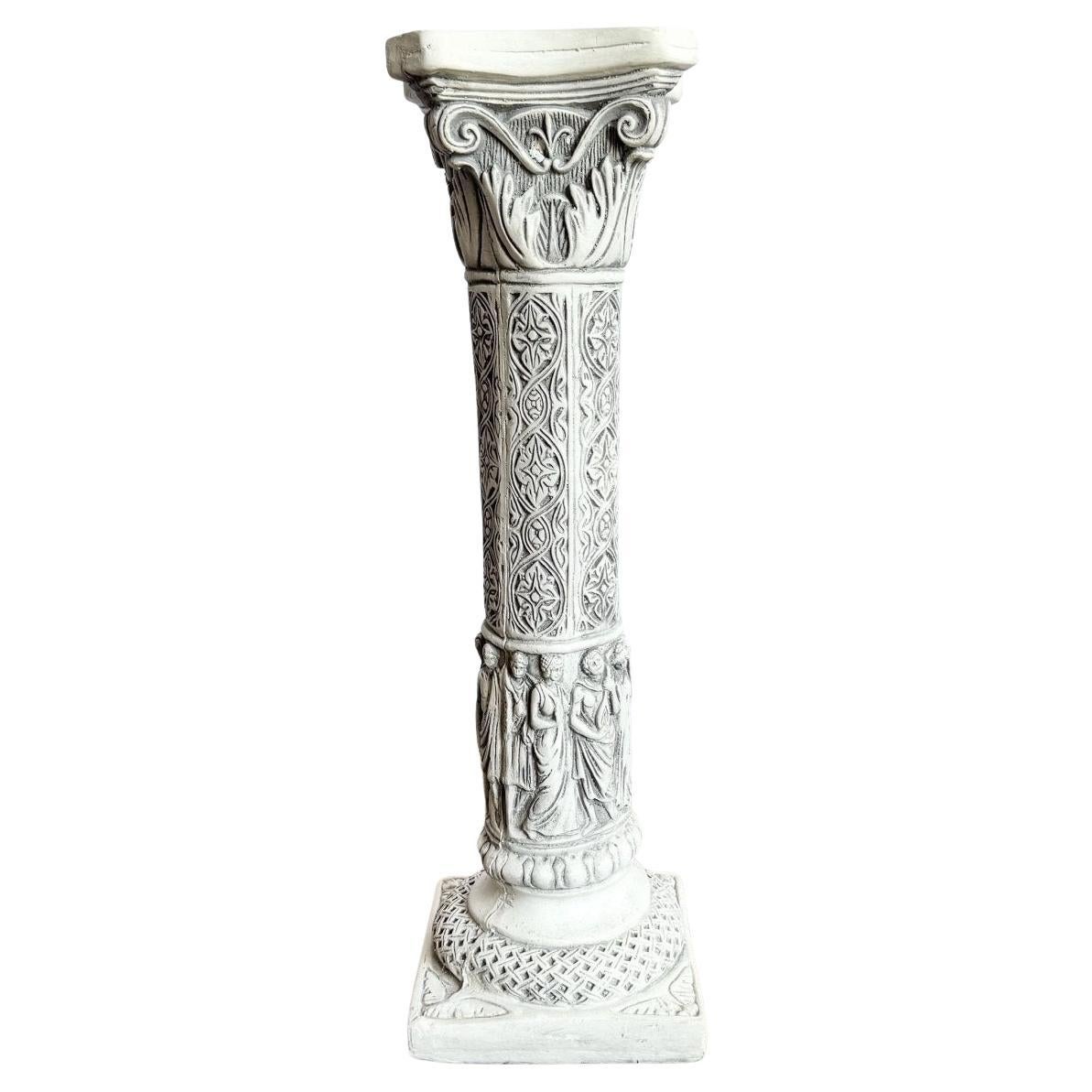 Vintage Casted Plaster “9 Muses” Pedestal For Sale