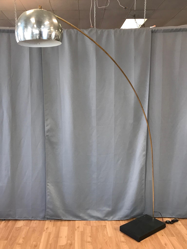 Vintage Castiglioni Style Extra Large Brass And Chrome Arc Floor Lamp At 1stdibs