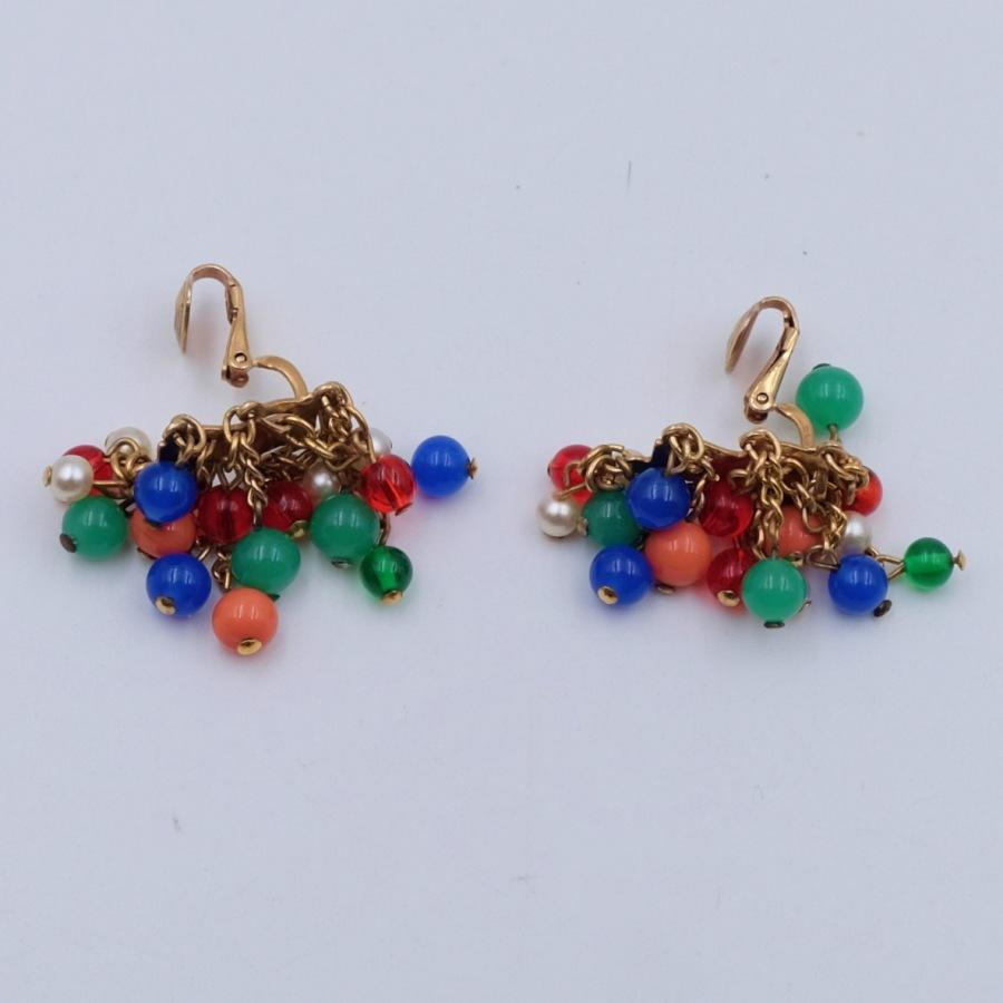 Vintage CastleCliff Color Beads Earrings 1960's In Good Condition In Austin, TX